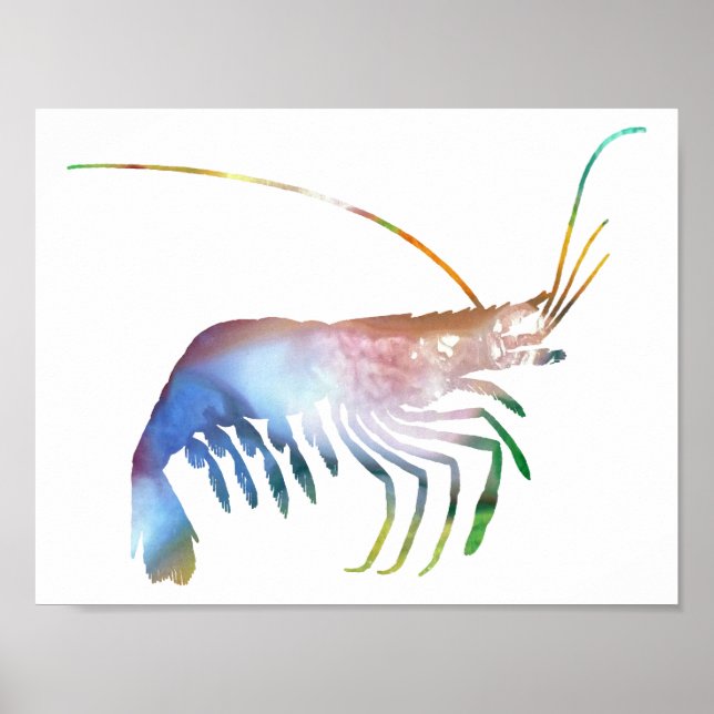 Affiches Silhouette Abstraite de crevettes (Devant)
