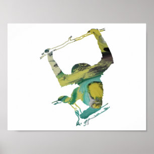 Affiches Silhouette abstraite de gibbon