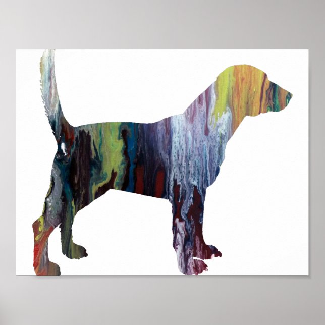 Affiches Silhouette Beagle Abstrait (Devant)