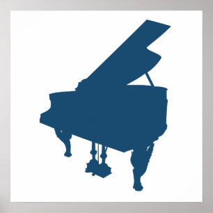 Affiches Silhouette bleue de piano