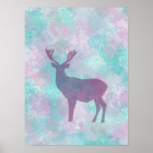 Affiches Silhouette de cerf Abstrait simple Hiver Mignon Pa