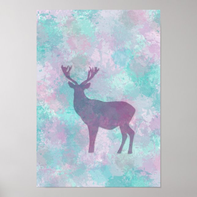 Affiches Silhouette de cerf Simple abstrait Winter Mignonne (Devant)