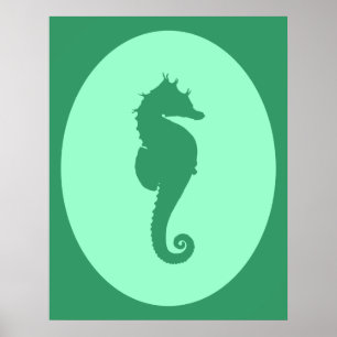 Affiches Silhouette de hippocampe vert
