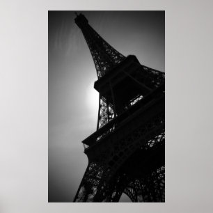 Affiches Silhouette de la tour Eiffel noir blanc à Paris