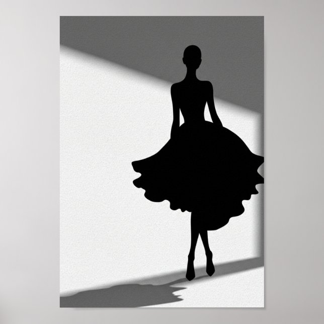 Affiches Silhouette de Mode Noir et Blanc (Devant)