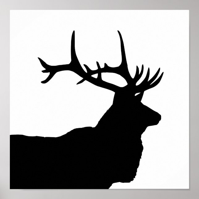 Affiches Silhouette de tête d'élan (Devant)