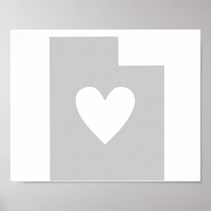 Affiches Silhouette d'état de l'Utah de coeur