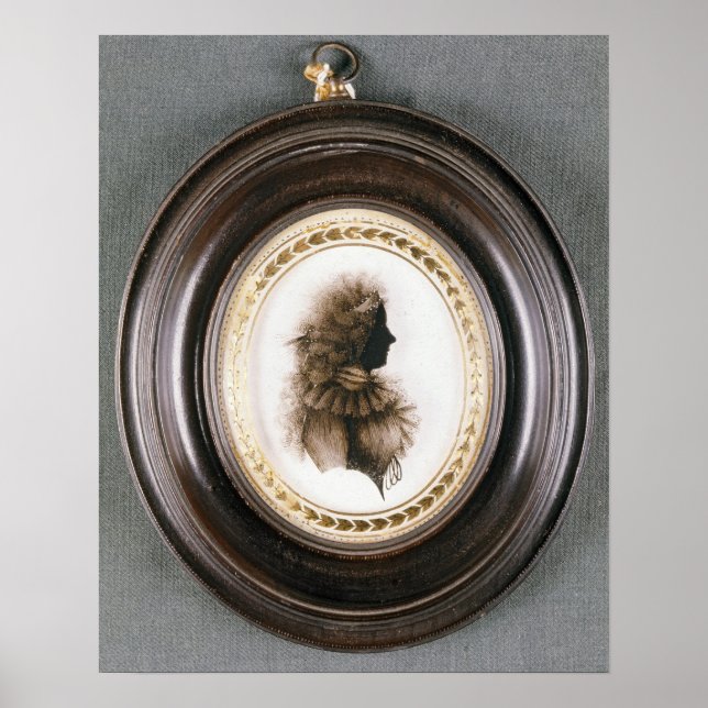 Affiches Silhouette d'une dame, peinte sur verre convexe (Devant)