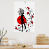 Affiches Silhouette élégante femme élégante avec chat doux (Kitchen)