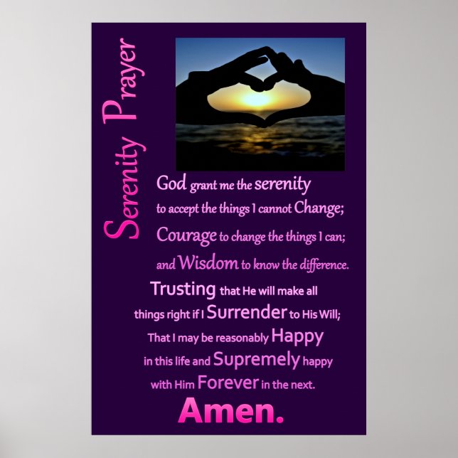 Affiches Silhouette Met La Prière De Sérénité (Devant)
