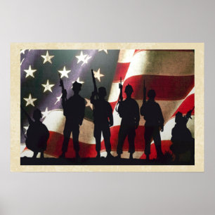 Affiches Silhouette militaire patriotique de soldat