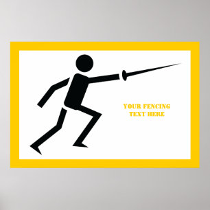Affiches Silhouette noire Fencer avec clôture d'épée person