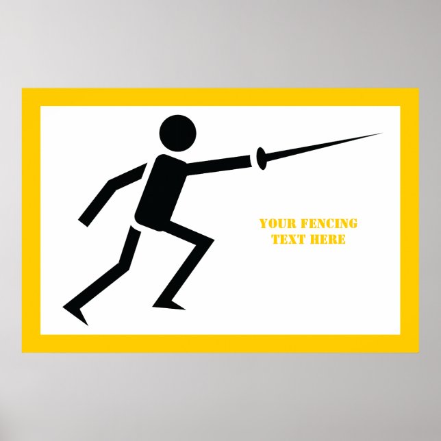 Affiches Silhouette noire Fencer avec clôture d'épée person (Devant)