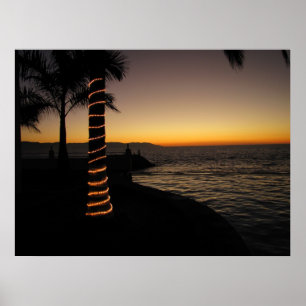Affiches Silhouette romantique de coucher du soleil