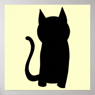 Affiches Silhouette se reposante de chat noir