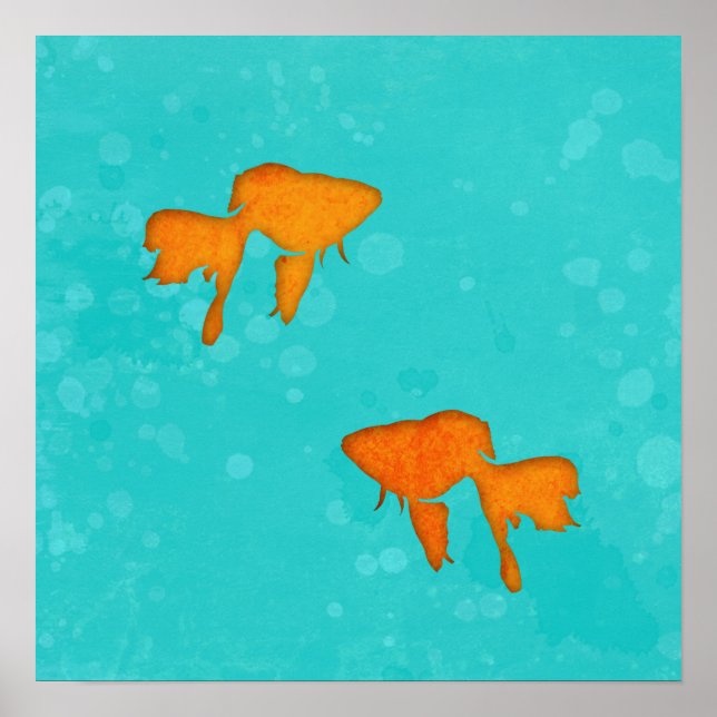 Affiches Silhouettes orange de poisson rouge dans une eau t (Devant)