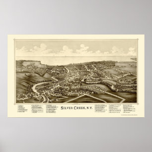 Affiches Silver Creek, NY Carte panoramique - 1892