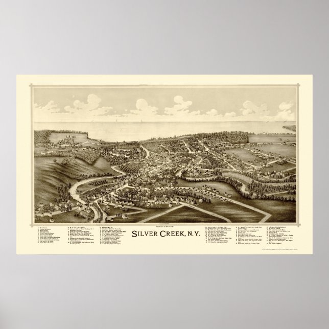 Affiches Silver Creek, NY Carte panoramique - 1892 (Devant)