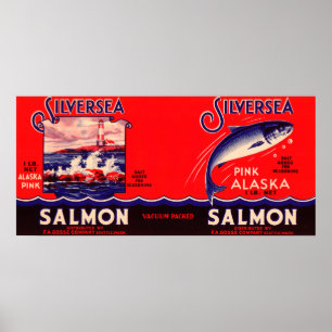 Affiches Silver Sea Brand Salmon Label- Seattle, WA