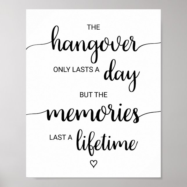 Affiches Simple Black Calligraphy Hangover & Memories Sign (Devant)