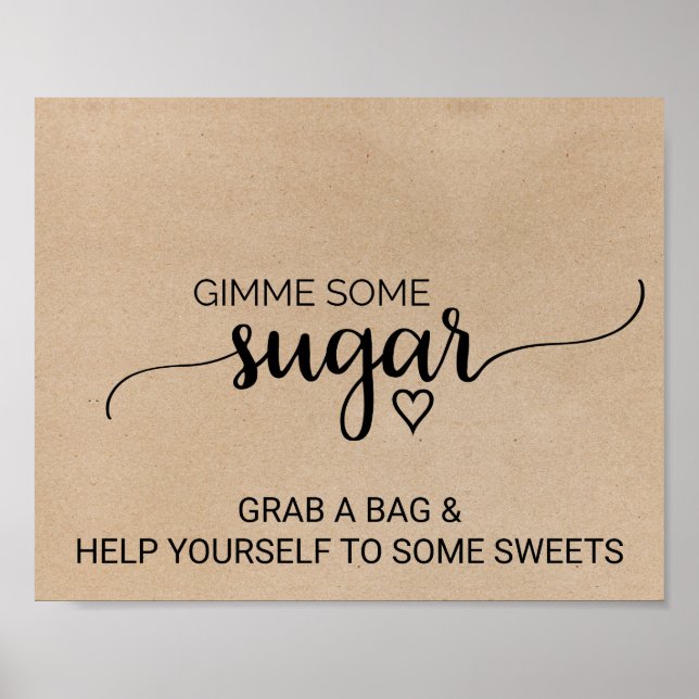 Affiches Simple Faux Kraft Calligraphy Gimme Un Peu De Sucr (Devant)