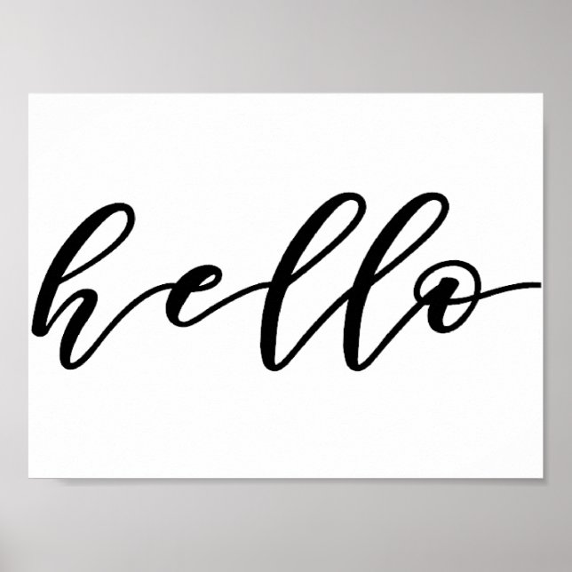 Affiches Simple Hello Design dans un magnifique script de t (Devant)