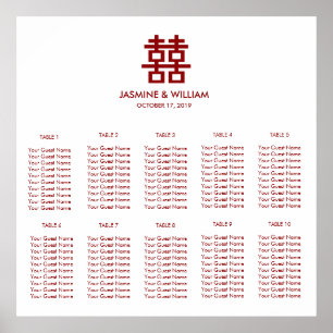 Affiches Simple minimaliste double bonheur Mariage chinois