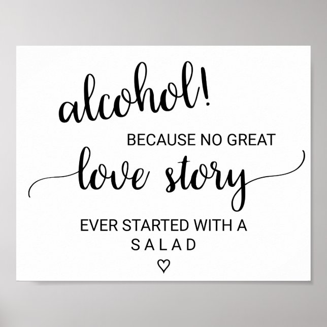 Affiches Simple Noir Calligraphie Alcool Love Story Signe (Devant)