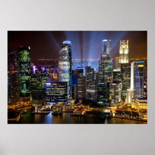 Affiches Singapour centre-ville la nuit