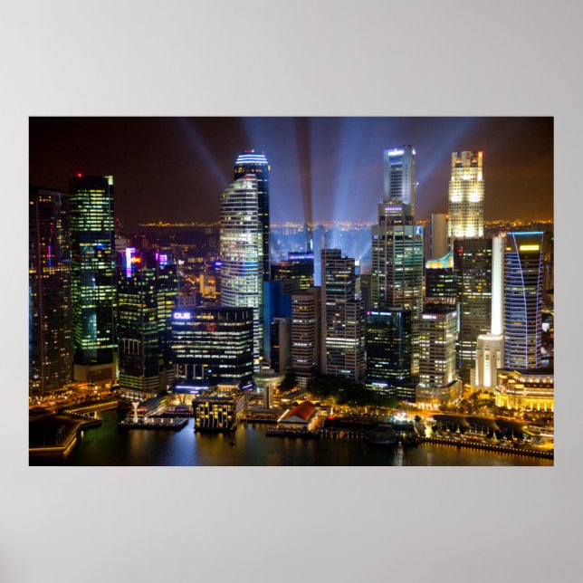 Affiches Singapour centre-ville la nuit (Devant)