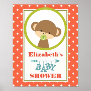 Affiches Singe-bébé avec un Baby shower Pacificateur