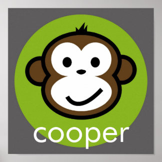 Affiches Singe Cheeky Personnalisé [lime+gris]