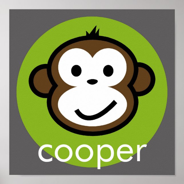 Affiches Singe Cheeky Personnalisé [lime+gris] (Devant)