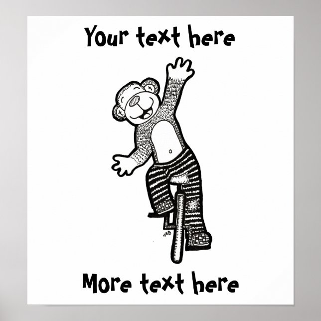 Affiches Singe monocycle coloré (Devant)