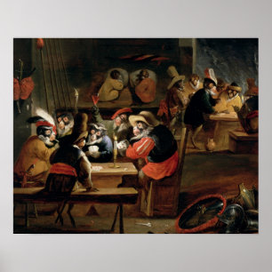 Affiches Singes dans une taverne, détail du jeu de carte
