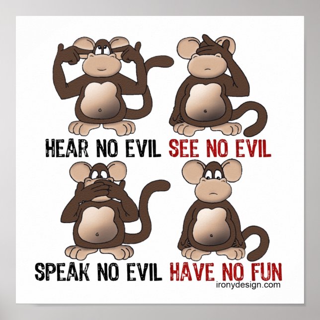 Affiches Singes Sages Humour (Devant)