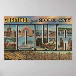 Affiches Sioux City, Iowa - Grandes Lettres Scènes 2
