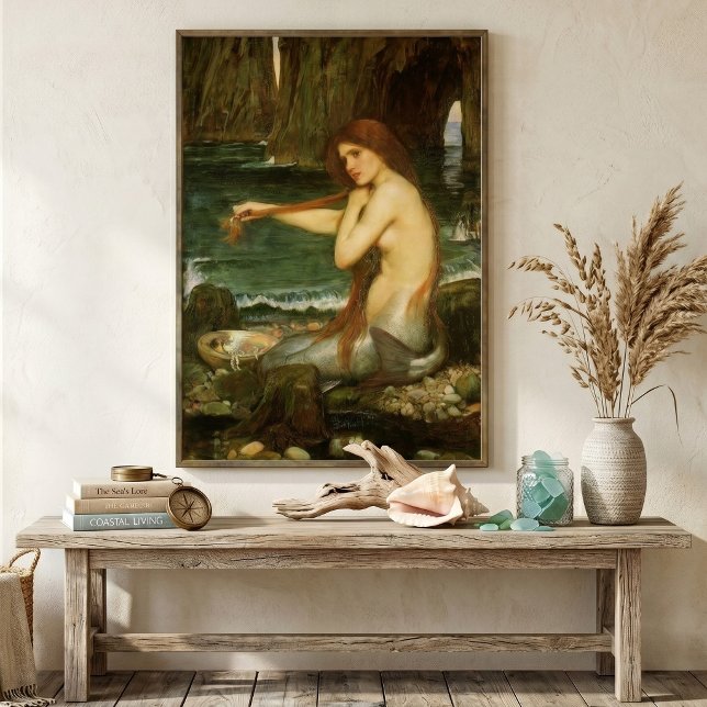 Affiches Sirène par John William Waterhouse (A Mermaid by John William Waterhouse is a vintage Victorian Era Pre-Raphaelite fine art painting.)
