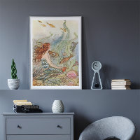 Sirène vintage sous l'affiche Art Nouveau de la me