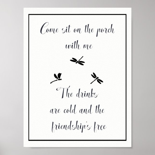 Affiches Sit with me on the Porch Summer or Beach Quote (Devant)