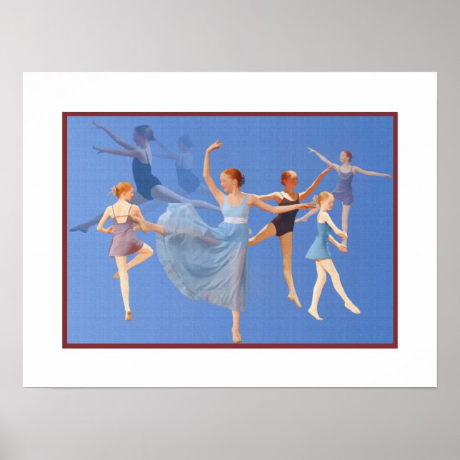 Affiches Six Ballerinas Dancing (Devant)