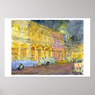Affiches Sixième rue est à Trinity Street, Austin, Texas