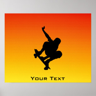 Affiches Skateboarding jaune-orange