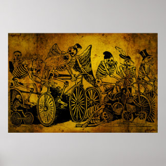 Affiches Skeleton Cyclistes par José Guadalupe Posada