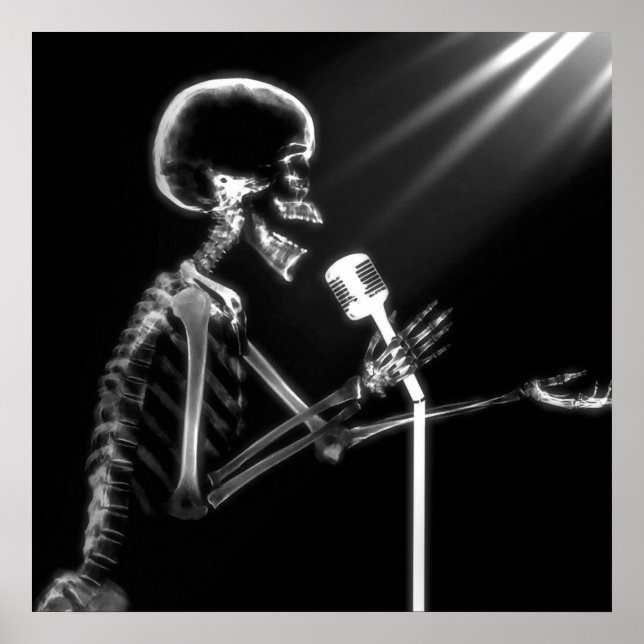 AFFICHES SKELETON DE LA VISION X-RAY CHANTANT SUR RETRO MIC (Devant)