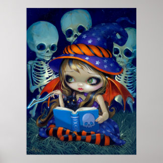 Affiches Skeleton Magic ART IMPRIMER Halloween sorcière fée