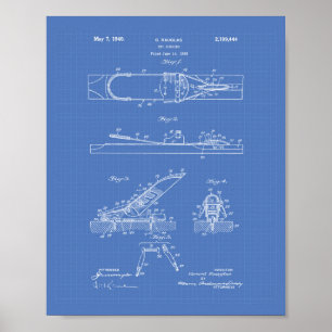 Affiches Ski Binding 1940 Patent Art - Blueprint