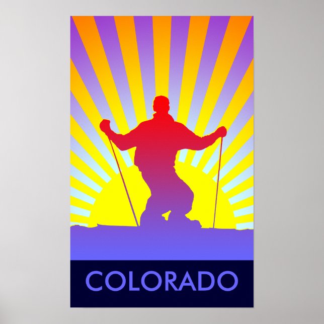 Affiches ski de descente colorado (Devant)