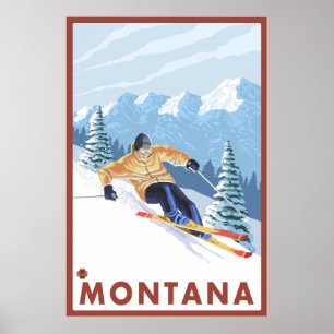 Affiches Ski de neige - Montana