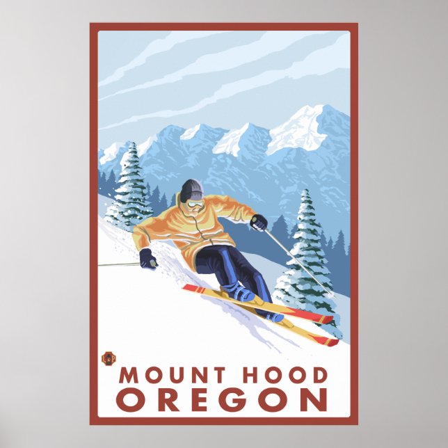 Affiches Ski de neige - Mount Hood, Oregon (Devant)